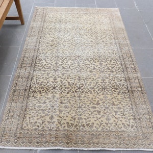 Vintage Rug, Turkish Rug, 3.9x6.5 ft Area Rugs, Rugs For Floor, Oushak Rug, Vintage Area Rug, Beige Colorful Rug, Ethnic Dining Room Rug