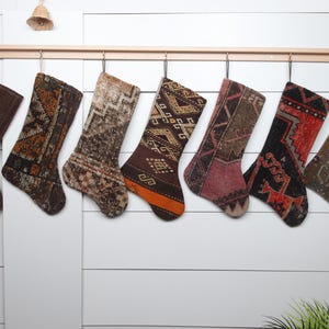Vintage Rug Stocking, Kilim Stocking, Handmade Stocking, Monogrammed Stocking, Christmas Stockings for Kids (7x18 inches)
