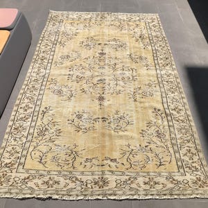 Tappeto turco vintage, tappeto Oushak 5 x 9 piedi, tappeto tessuto a mano, tappeto in lana anatolica, tappeto unico, tappeto turco