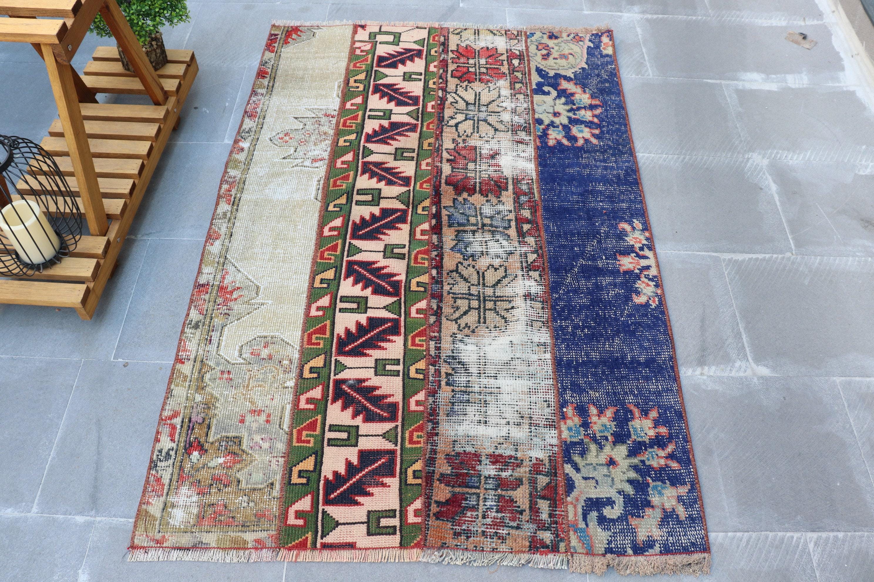 Vintage Small Rug 3.1x4.7 Ft (94x143 Cm), Blue Southwestern
