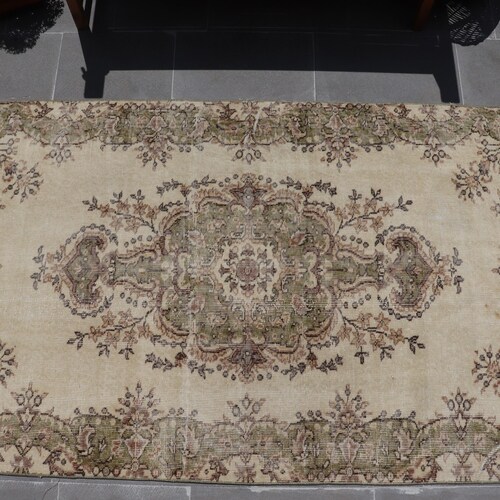 Bathroom Rug, Turkish Rug, 4x6.6 ft, Vintage Rug, Oriental Rug, Handmade Rug, Decorative Rug, Area Rug, Oushak Rug, Antique shops Rug, AO- 2867