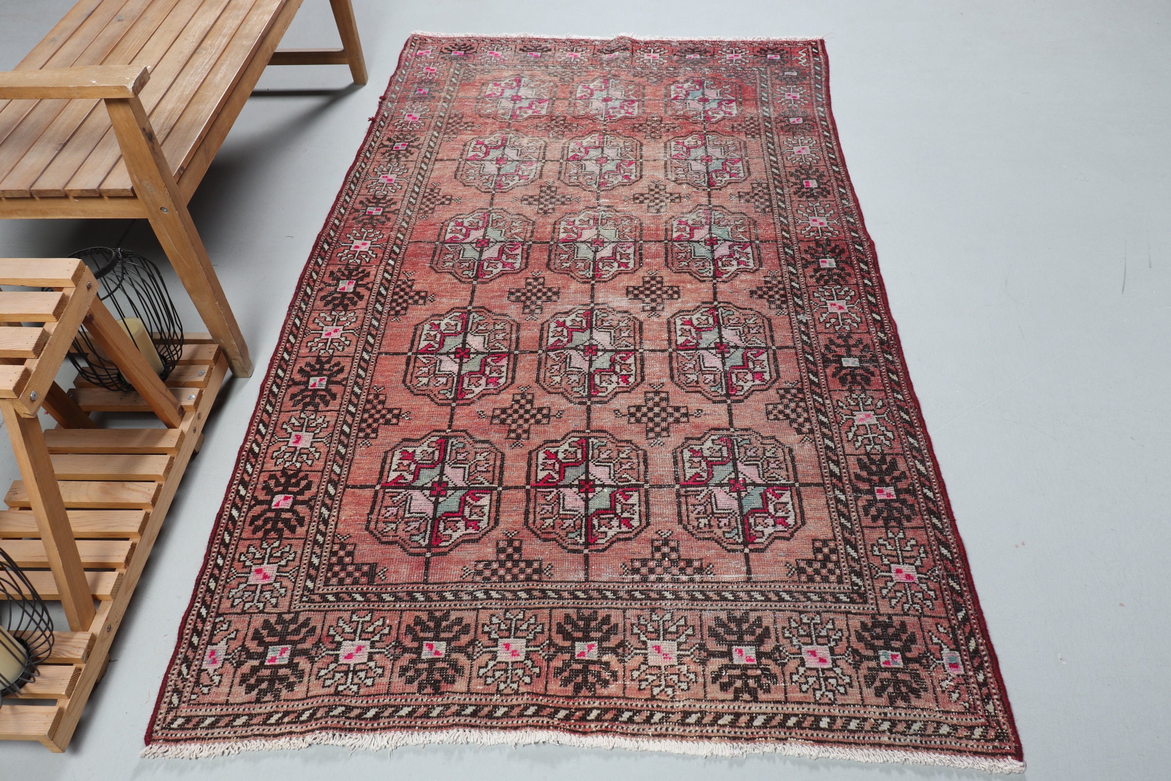 Tapis Vintage, Tapis Turc, de Zone, Antique, Marron 50x86 Pouces, Chambre en Laine, d'intérieur Boho