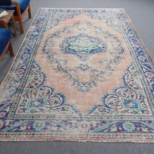 Rugs For Salon, Anatolian Rug, Gift For The Home, Vintage Rug, Turkish Rug, Orange Floor Rugs, 5.8x10.1 ft Large Rugs, Bohemian Dining Room