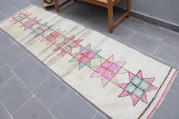 Turkish Rug, Runner Rug, 2.8x9.9 Ft, Vintage Rug, Corridor