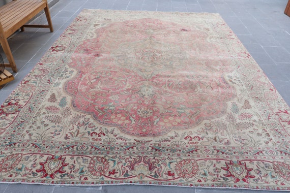 Turkish Oversize Rug 8.7x12.2 ft, Red Southwestern Vintage Wool Rug