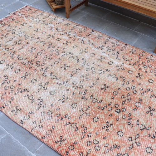 Vintage Rug, Corel shops Rug, 4.7x7.6 ft, Turkish Rug, Organic Rug, Floral Rug, Oushak Rug, Muted Rug, Handmade Rug, Decor Rug, AO- 2758