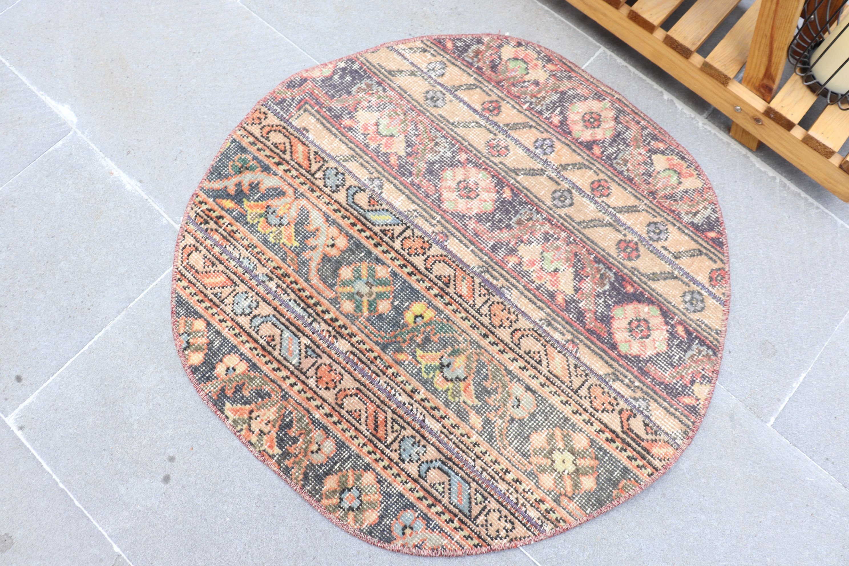 Circle Rug Turkish Rug 2.2x2.2 ft Small Rug Oushak Rug Etsy