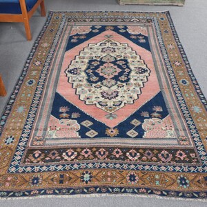 Large Rug, Vintage Rug, Turkish Rug, Antique Rug, Rugs For Living Room, 5.2x8.4 ft Blue Rug, Colorful Anatolian Rug, Large Vintage Rug,