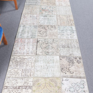 3x9 Runner Rugs, Vintage Rug, Turkish Rug, Patchwork Rug, Anatolian Rug, Rugs For Hallway, 3.4x8.9 ft Beige Rug, Vintage Oushak Wool Rug,