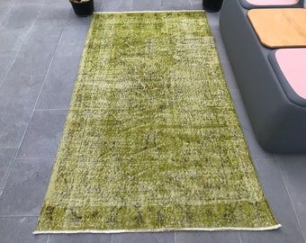 Vintage tapijt, Turks gebied tapijt, Anatolisch tapijt, Turks tapijt, tapijten voor binnen, groene oosterse tapijten, 3,6x6,7 ft vloerkleed, turkije kwekerij tapijt