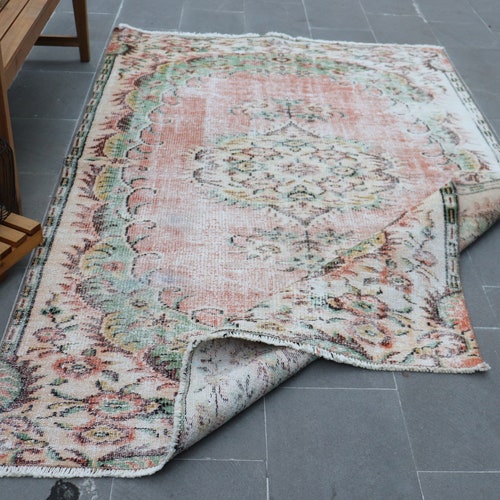 Faded Rug, Turkish Rug, 4.9x7.8 ft, Muted Rug, Vintage Rug, Oriental Rug, Handmade Rug, shops Oushak Rug, Area Rug, Decor Rug,Antique Rug,AO- 4438
