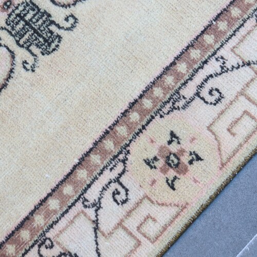Turkish Rug, Floral Rug, 3.6x6.7 ft, Area Rug, Salon Rug, Handmade Rug, Beige Rug, Living Room Rug, Vintage Rug, Wool Rug,Oushak shops Rug,AO-5655