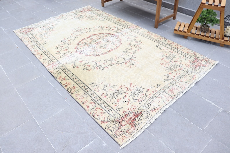 Handmade Rug Oushak Rug Antique Rug 4.9x9.1 ft Oriental Rug Large Rug Faded Rug Salon Rug Vintage Rug Turkish Rug Wool AO- 4679