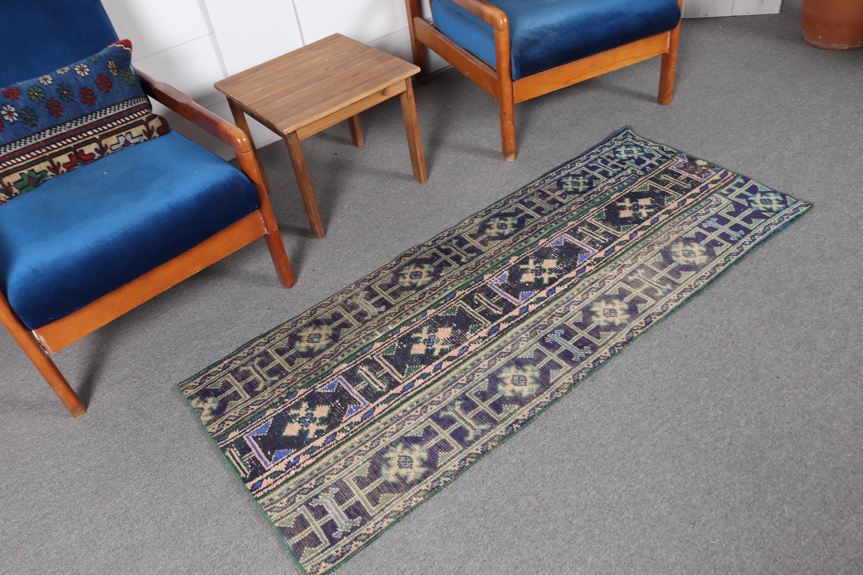 Vintage Turkish Small Rug 2.3x5.5 Ft (69x167 Cm), Blue Rug - Etsy