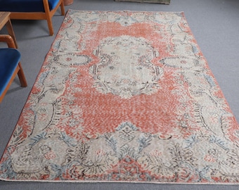 Turks tapijt 5,6 x 8,9 ft, vloerkleed, rood patchwork vloerkleed wol