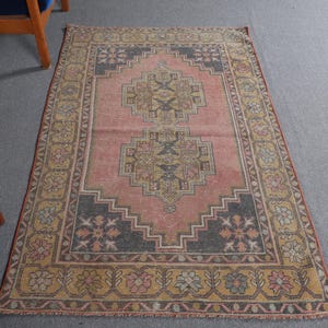 4x6 Accent Rugs, Vintage Rug, Turkish Rug, Anatolian Rug, Rugs For Entry, 3.6x5.8 ft Red Rug, Neutral Oushak Rug, Decorative Wool Rug,