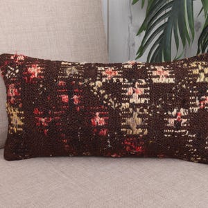 Poduszka turecka, poduszka kilimowa w stylu vintage, poduszka kilimowa 8x16, poduszka kilimowa, beżowa poszewka na poduszkę, poduszka lędźwiowa w paski, poduszka etniczna kilimowa