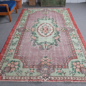 5x9 Large Rug, Vintage Rug, Turkish Rug, Oushak Rugs, Rugs For Bedroom, 5.4x9.4 ft Purple Rug, Handwoven Vintage Turkish Rug, Wool Rug,