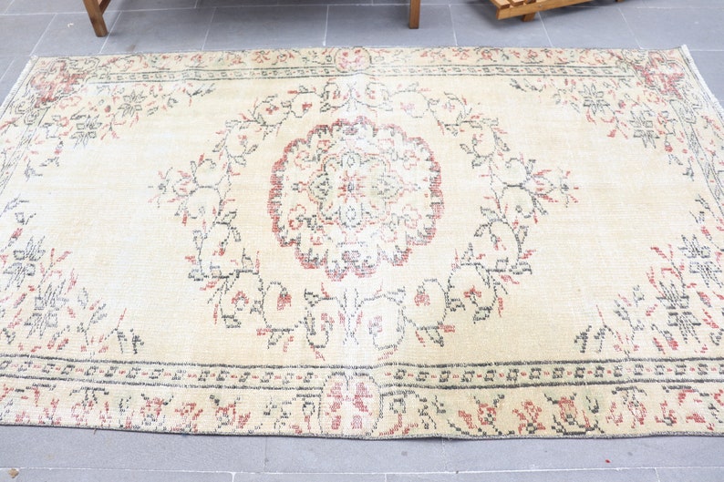 Handmade Rug Oushak Rug Antique Rug 4.9x9.1 ft Oriental Rug Large Rug Faded Rug Salon Rug Vintage Rug Turkish Rug Wool AO- 4679