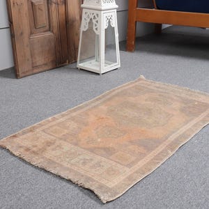 Vintage Teppich türkische kleine Teppiche Anatolian für Badezimmer 1.5x2.8 ft Grün Wohnkultur Handgewebter Mini Eintrag blasser netter Boho ethnischer Türkei Wolle