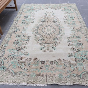 Vintage Rug, Large Carpet, Turkish Rug, Antique Rug, 69x108 inches Beige Rug, Handwoven Living Room Rugs, Bohemian Salon Rugs,  7275