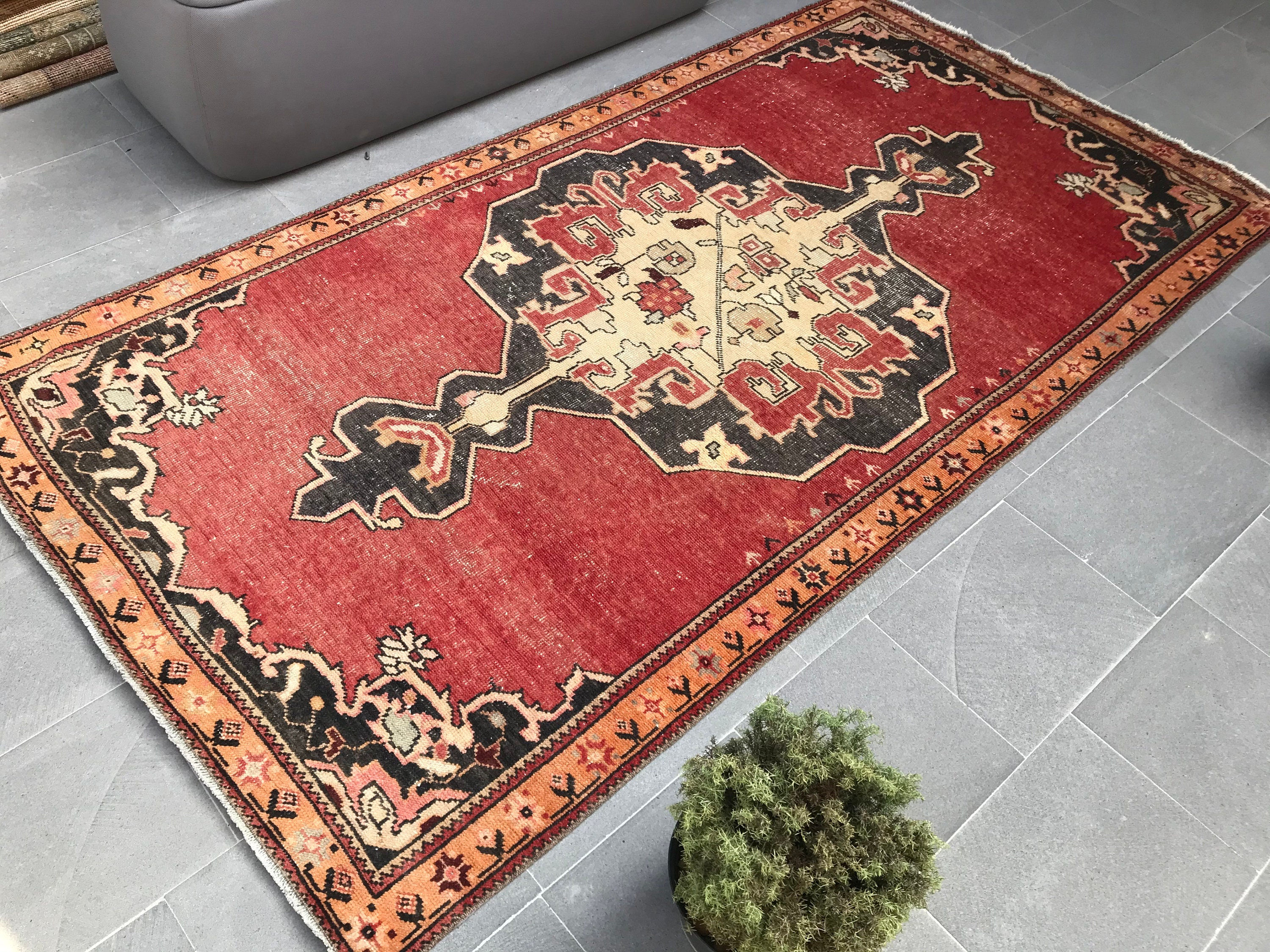 Turkish Rug / 4.2 x 8.1 ft / Vintage Rug / Oushak Rug / Area Etsy