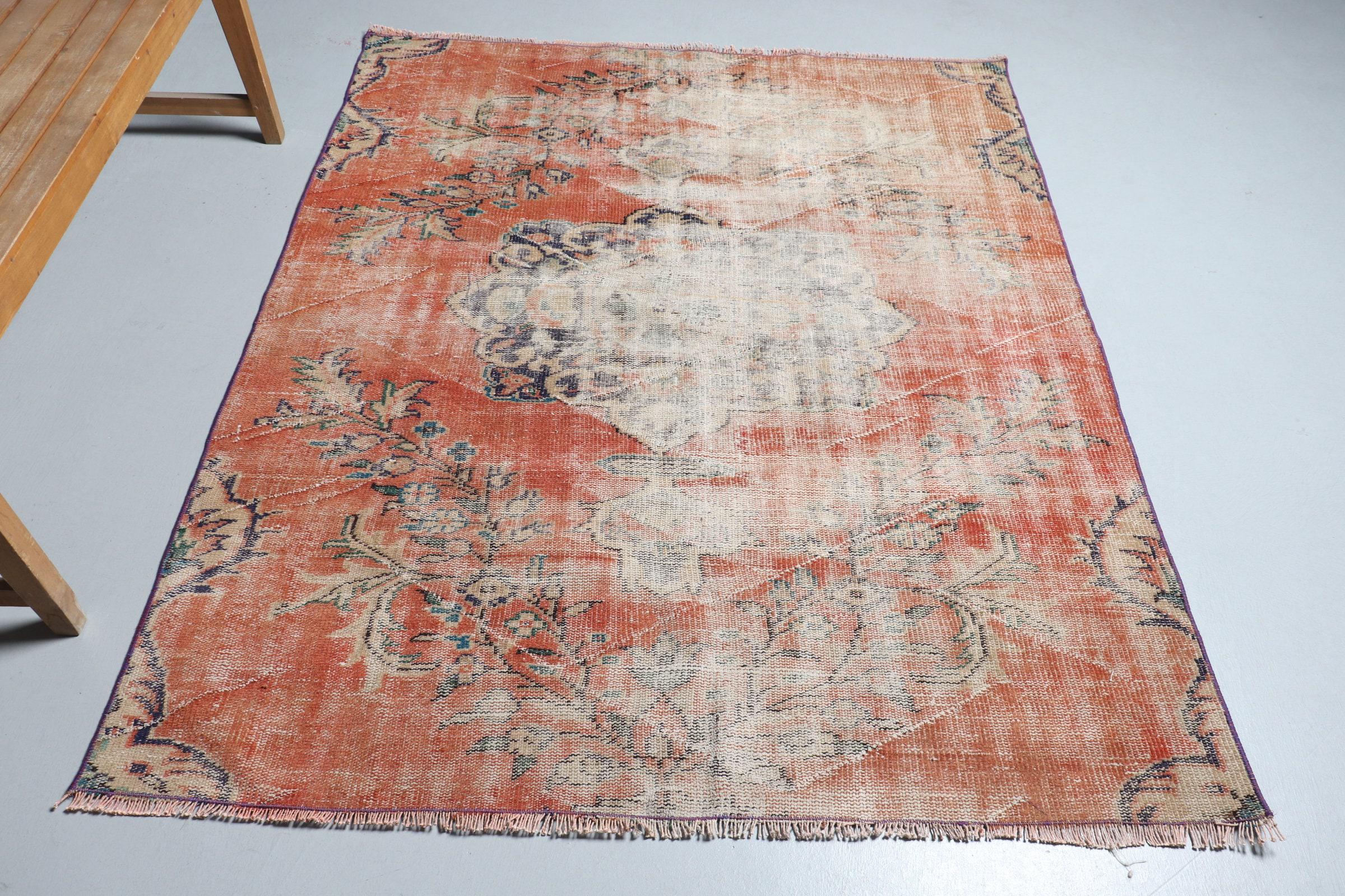 4.9x6.2 Ft Vintage Rug, Turkish Rug, Red Patchwork Wool Rug - Etsy