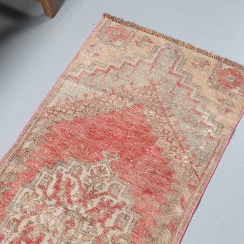 Small Carpet, Turkish Rug, Vintage Rug, Oushak Rug, 25x57 inches Red Rug, Handwoven Entry Rugs, shops Turkey Kitchen Rug, 9360
