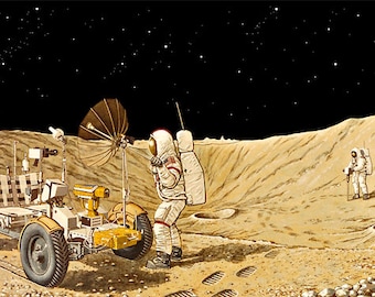 NASA 1978 Apollo Moon Mission Voice Control Backpack Concept Art Print Poster