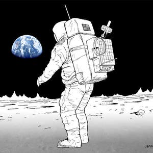 NASA 1972 Concept Art Apollo 11 Moon Landing Mission Lunar Communications Backpack Carry Limited Edition Fine Art Print Poster Space (mmp)