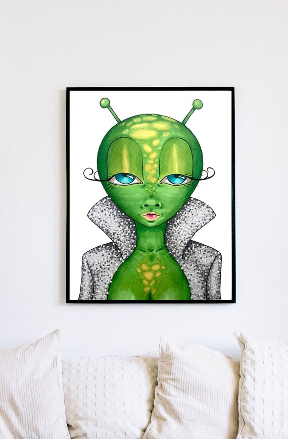 Digital Download Female Green Alien Marker Drawing Art Print Etsy Digital Download Female Green Alien Marker Drawing Art Print Etsy
