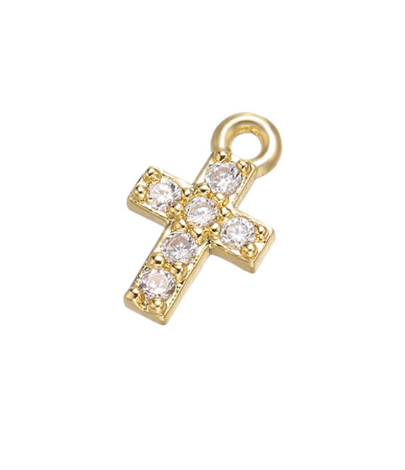 5 Pairs Brass cute Cross crystal necklace pendant for women DIY handmade necklace jewelry accessories making findings