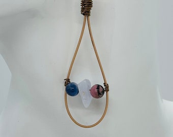 Guitar String Earrings - Blue Lace Agate, Sodalite, Rhodonite