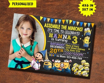 minions invitation save the date minions characters etsy