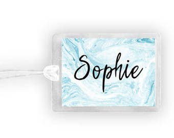 Marble Luggage Tag, Personalized Luggage Tag,  Blue Luggage Tag, Monogram Luggage Tag, Marble Tag, Gym Bag Tag, Pet Carrier Tag, Stroller