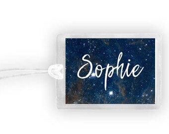 Space Luggage Tag, Personalized Luggage Tag, Monogram Luggage Tag, Galaxy Luggage Tag, Pet Carrier Tag, Stroller Tag, Gift Tag, Keychain Tag