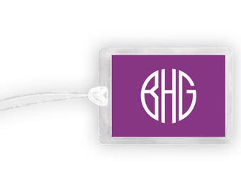 Monogram Luggage Tag, Personalized Luggage Tag, Monogram Tag, Luggage Tag Laminated, Vacation Gifts, Purple Luggage Tag,