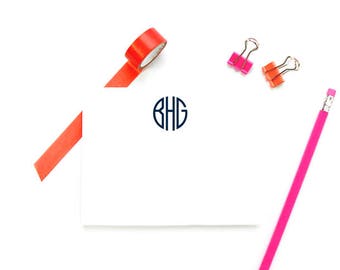 Monogram Stationary Notecards, Personalized FLAT Note Cards, Monogram Note Cards and Envelopes, Personalized Stationary Monogram, SET of 10