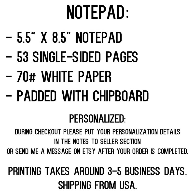 Couples Notepad Personalized Notepad Couples Personalized Notepad Modern Personalized Stationary Notepad 5.5 x 8.5 Monogram Notepad