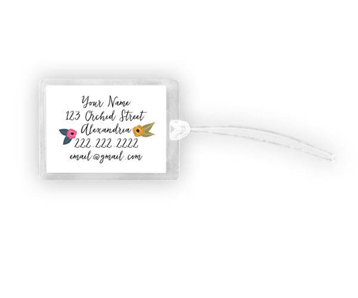 Personalized Luggage Tag Floral Luggage Tag Monogram Luggage Etsy