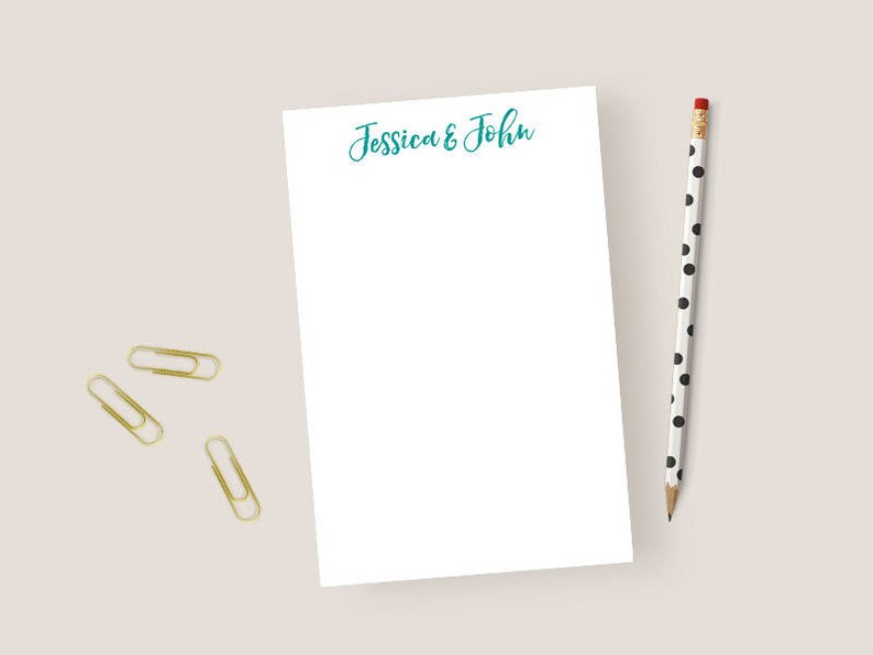 Couples Notepad Personalized Notepad Couples Personalized Notepad Modern Personalized Stationary Notepad 5.5 x 8.5 Monogram Notepad