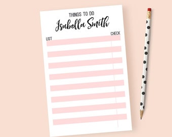 Personalized Checklist Notepad, Personalized To Do List Notepad Personalized Stationery, Personalized Things To Do Notepad, 5.5 x 8.5