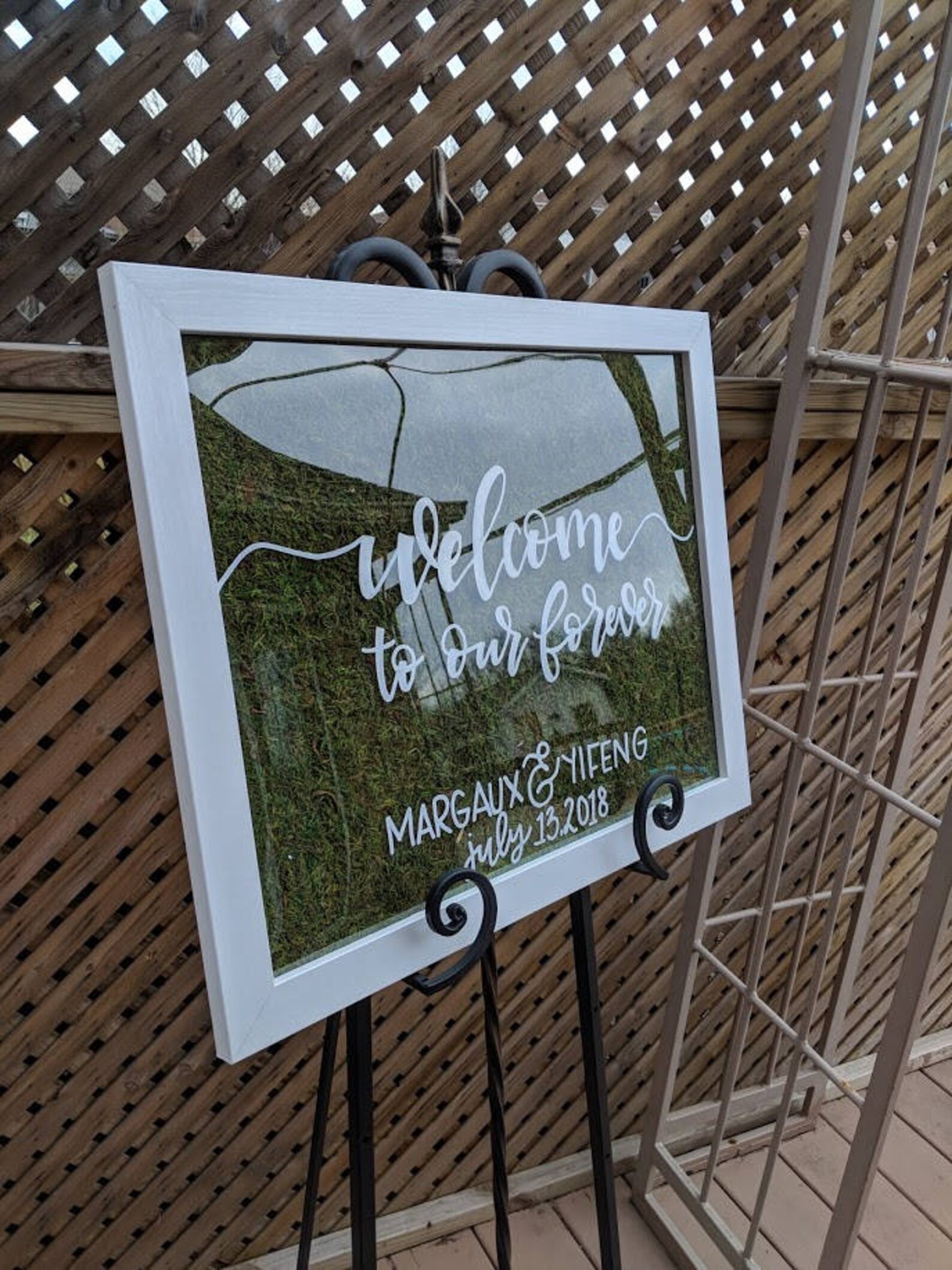 White Frame sign with Moss 16x20 Inches Etsy