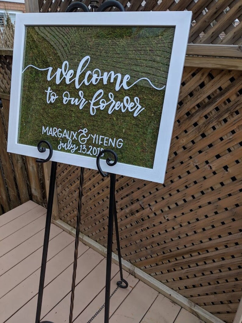 White Frame sign with Moss 16x20 Inches Etsy