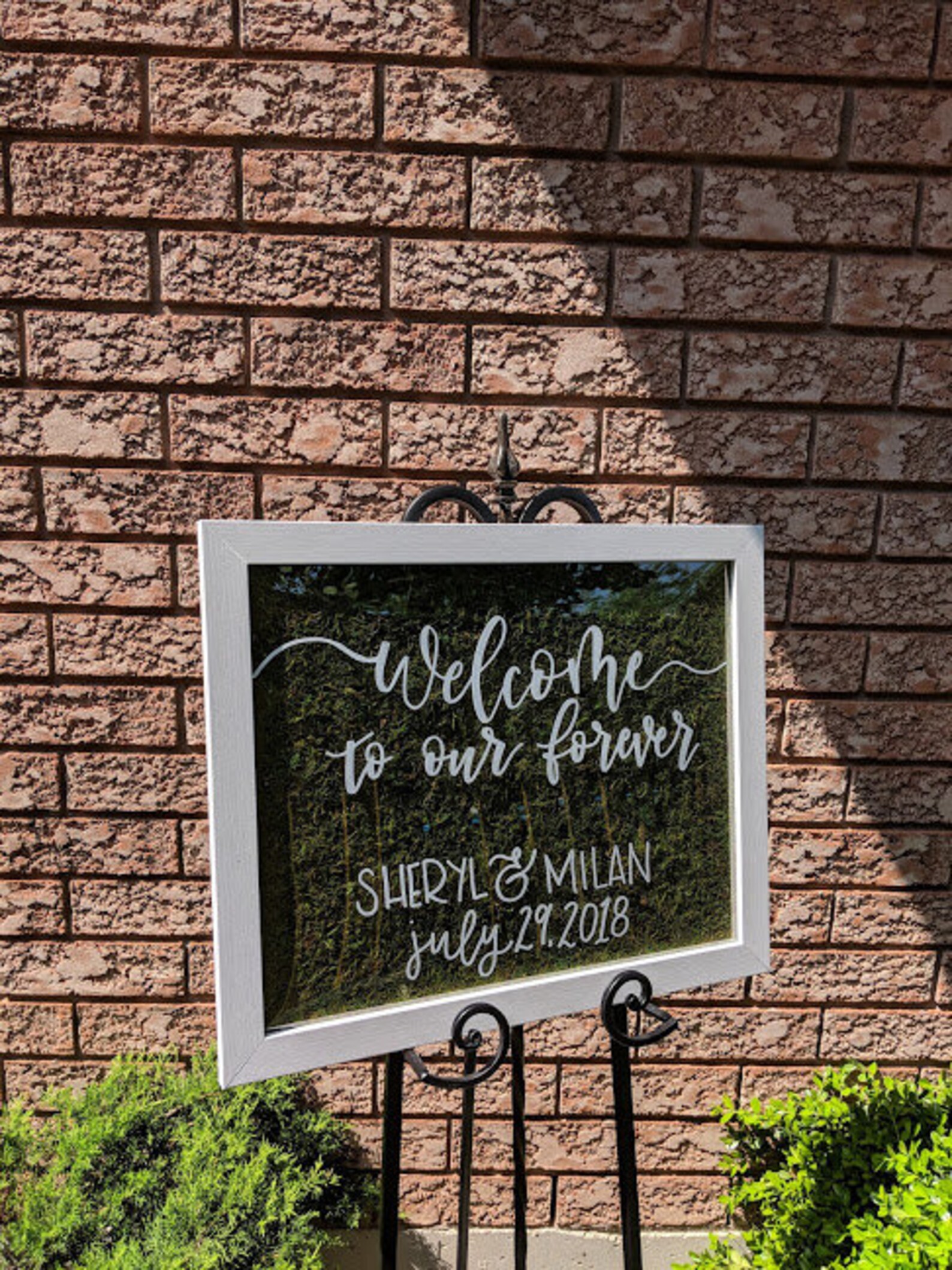 White Frame sign with Moss 16x20 Inches Etsy