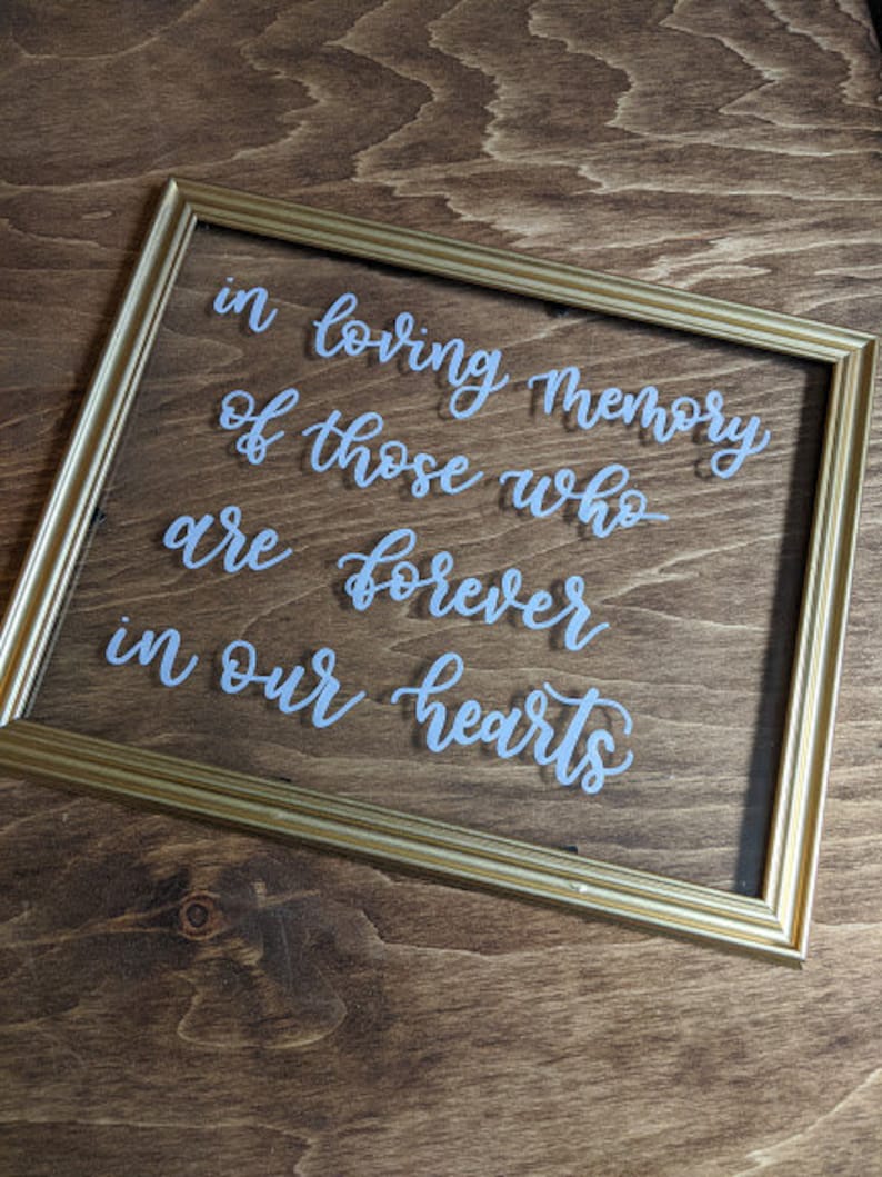 In Loving Memory Sign 8x10 Gold Frame Glass Insert Etsy