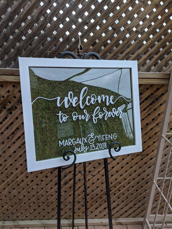 White Frame sign with Moss 16x20 Inches Etsy