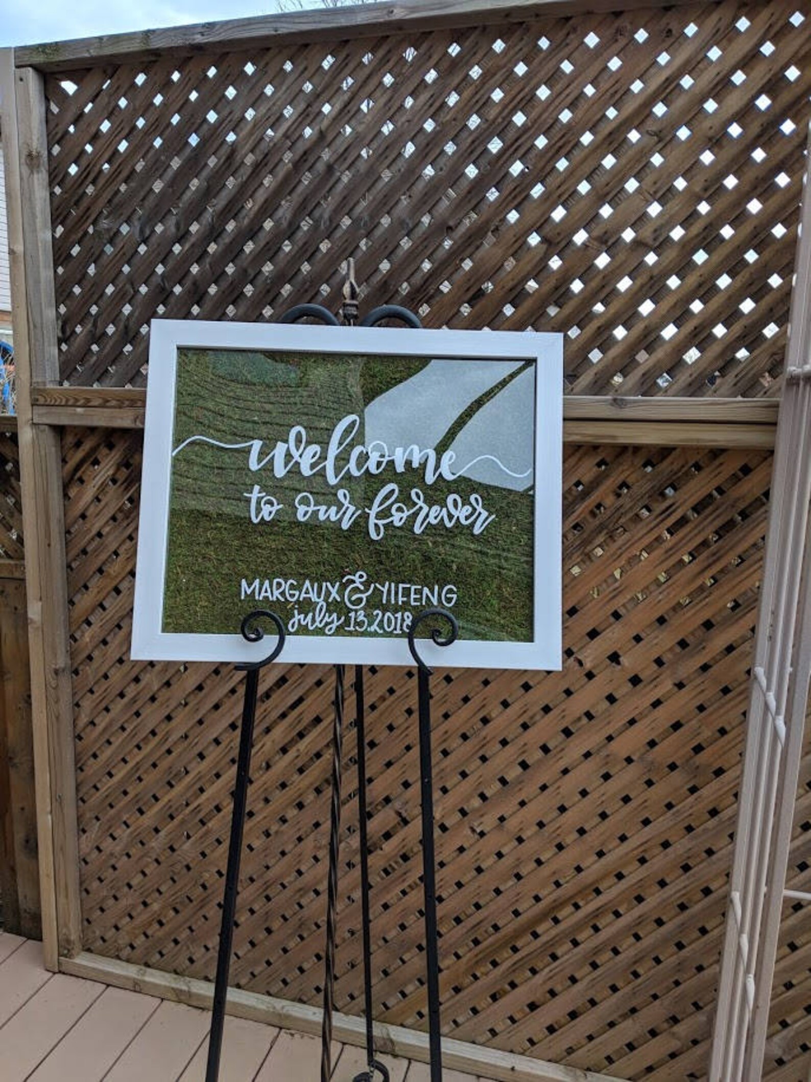 White Frame sign with Moss 16x20 Inches Etsy