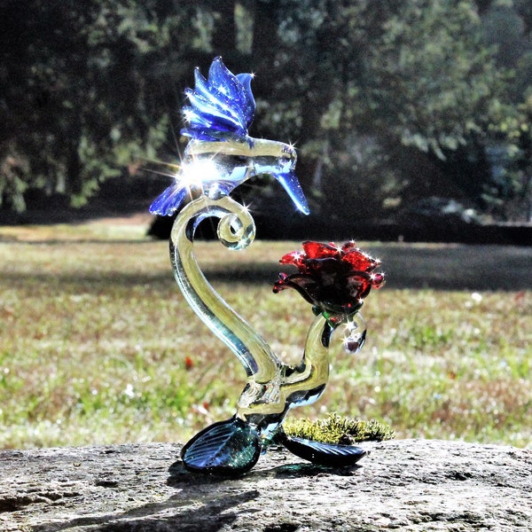 Solid Glass Memorial Hummingbird  Sculpture , Remembrance Gift, Pet Urn, Sympathy Gift, Glass Sculpture, Free Shipping