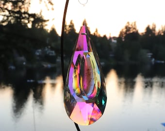 XL Crystal Teardrop Ornament Memorial Cremated Ash Crystal Custom Memorial Ornament Cremains Ash in Crystal Ornament Sympathy Gift